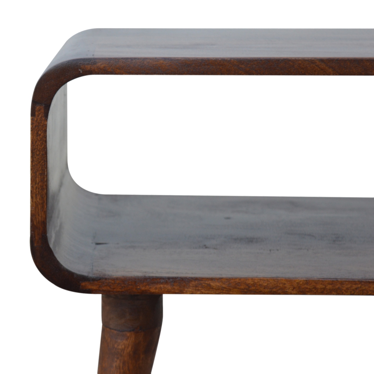 Solid Mango Wood Curved Open Chestnut Bedside - Image 5