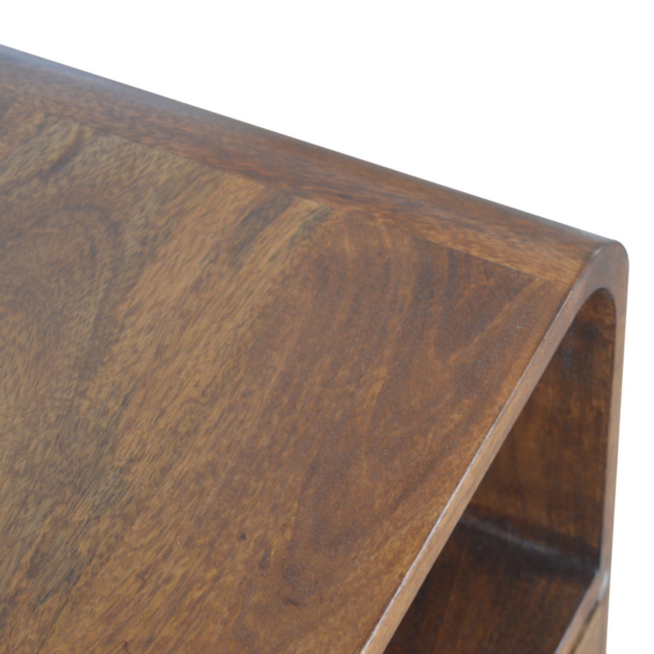 Solid Mango Wood Chestnut Finished Curved Edge Bedside - Image 6
