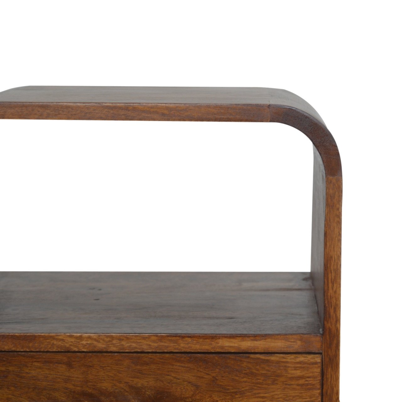Solid Mango Wood Chestnut Finished Curved Edge Bedside - Image 5