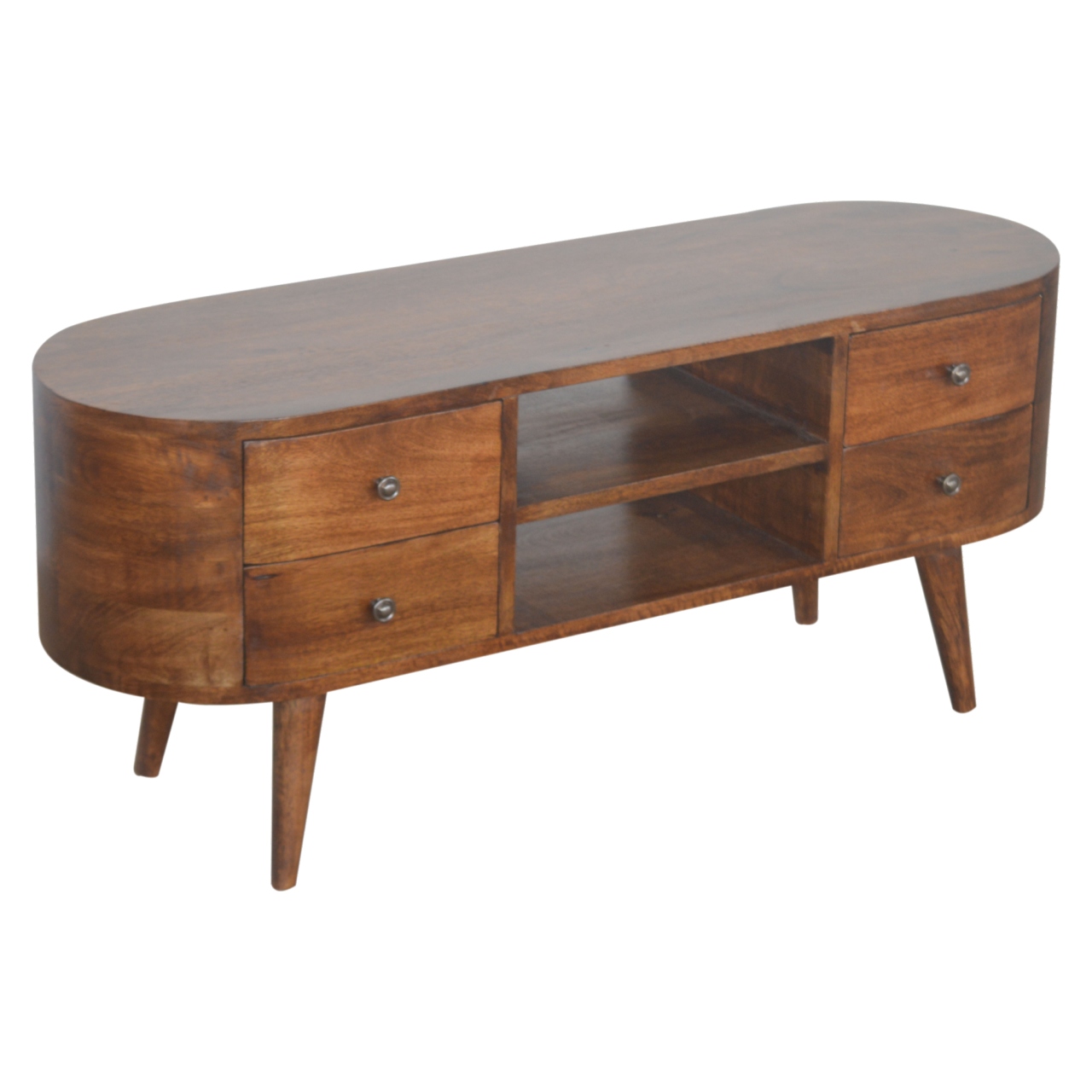 Solid Mango Wood Chestnut Rounded Entertainment Unit - Image 3