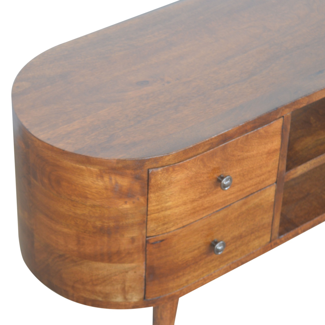 Solid Mango Wood Chestnut Rounded Entertainment Unit - Image 4