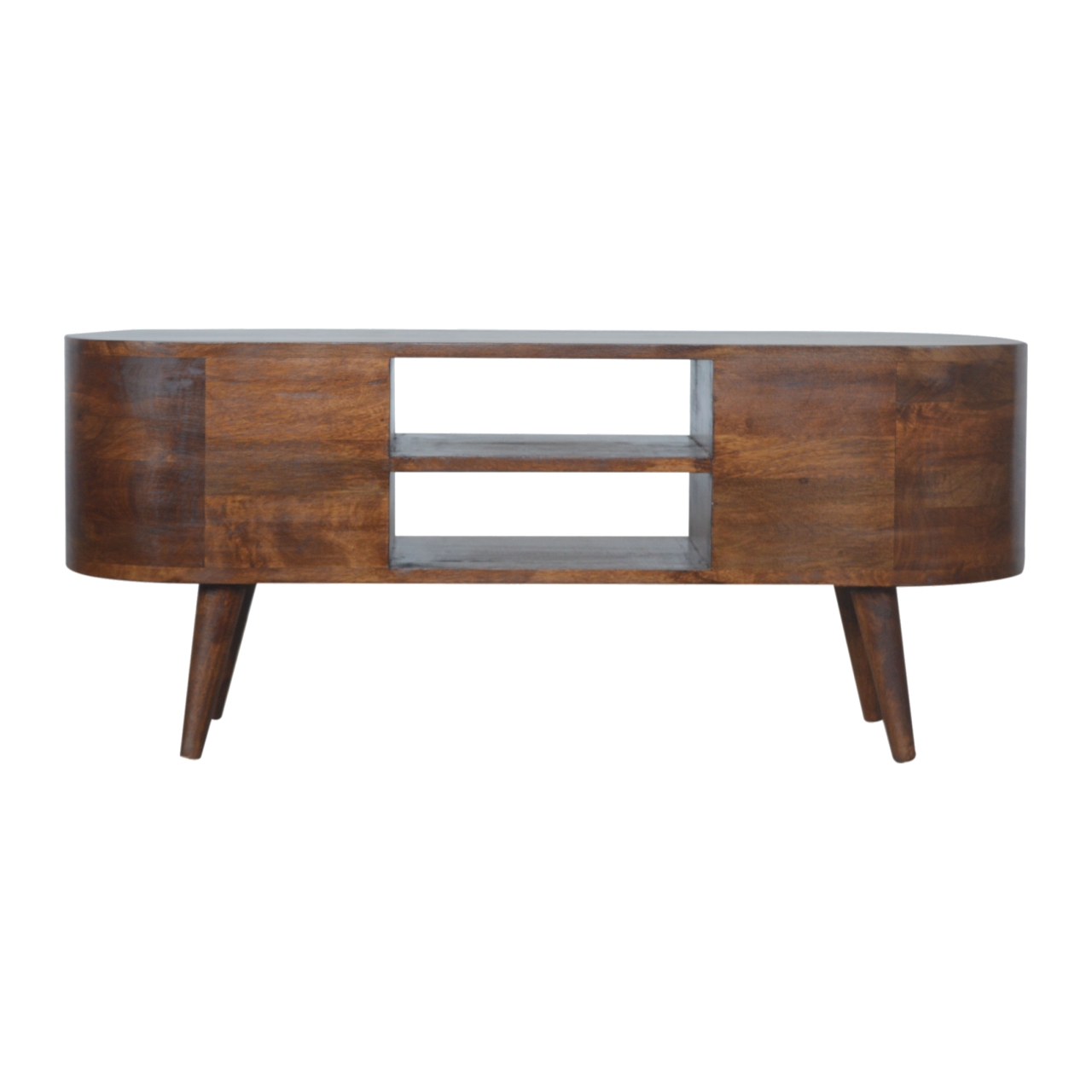 Solid Mango Wood Chestnut Rounded Entertainment Unit - Image 9
