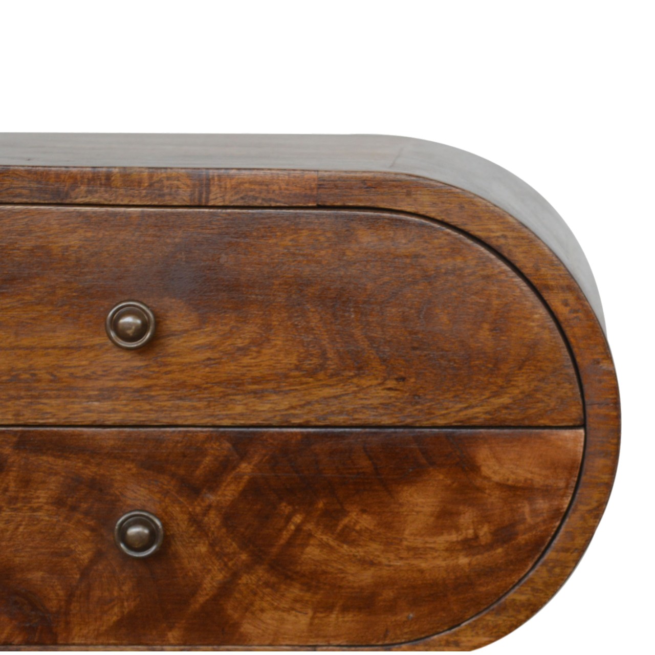 Solid Mango Wood Chestnut Finished Circular Bedside - Image 4