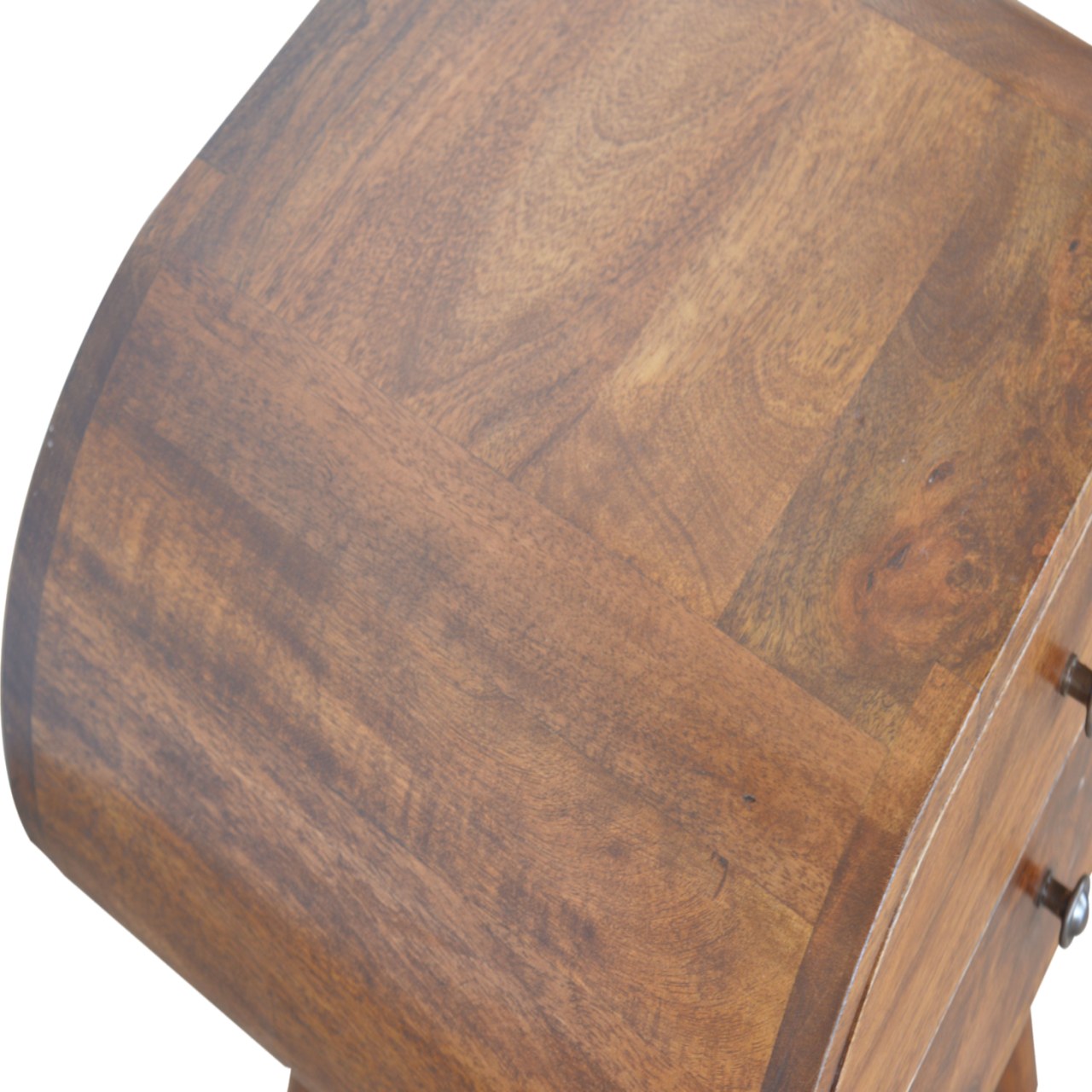 Solid Mango Wood Chestnut Finished Circular Bedside - Image 8