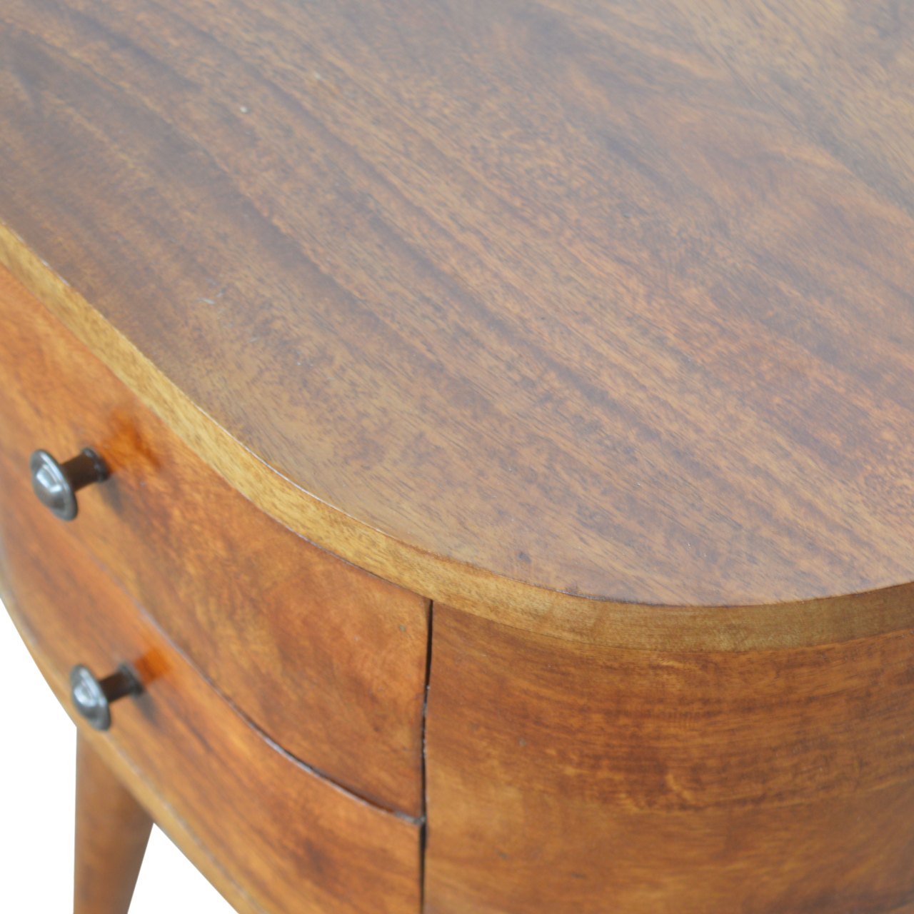 Solid Mango Wood Chestnut Rounded Bedside Table - Image 5