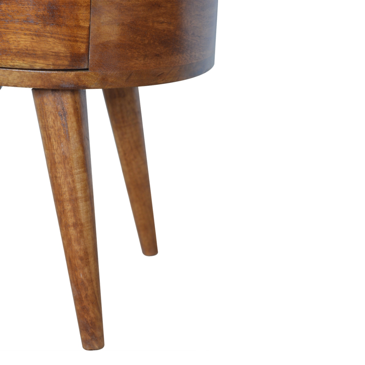 Solid Mango Wood Chestnut Rounded Bedside Table - Image 7