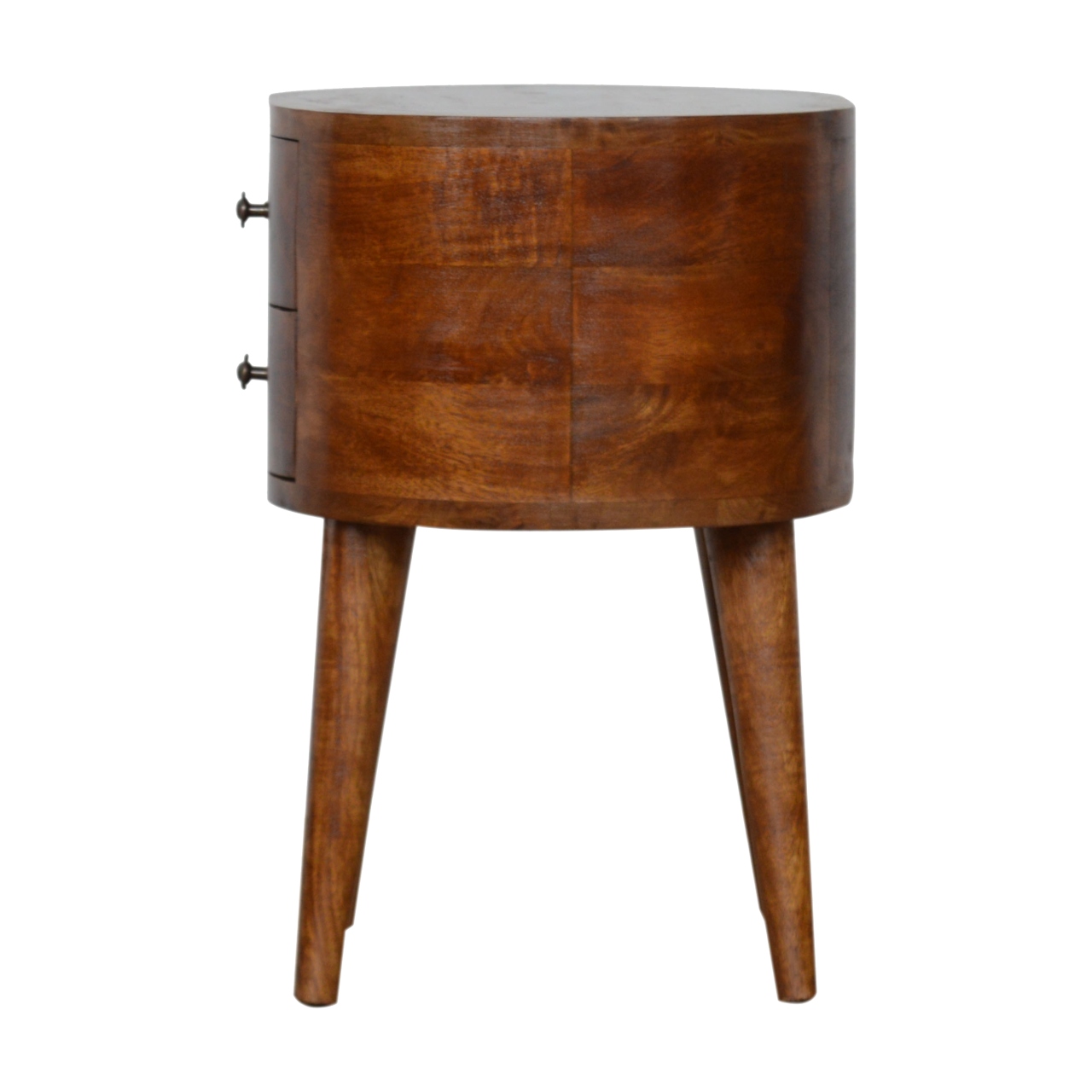 Solid Mango Wood Chestnut Rounded Bedside Table - Image 8
