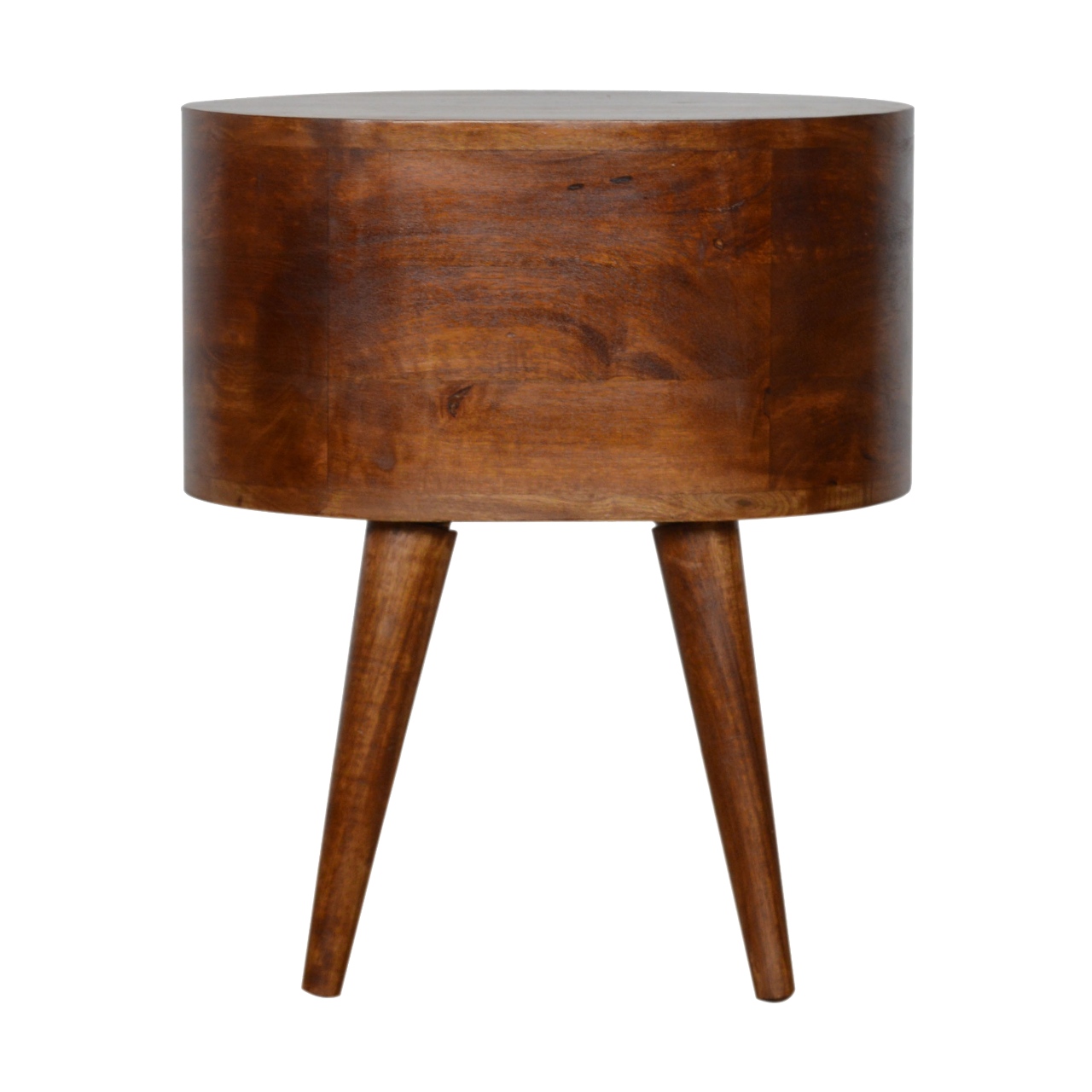 Solid Mango Wood Chestnut Rounded Bedside Table - Image 9