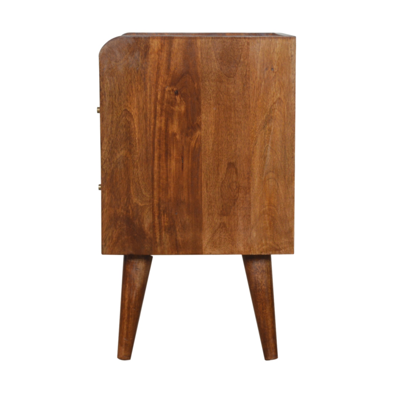 Solid Mango Wood Chestnut Finished 2 Drawer Inlay Abstract Bedside - Image 8