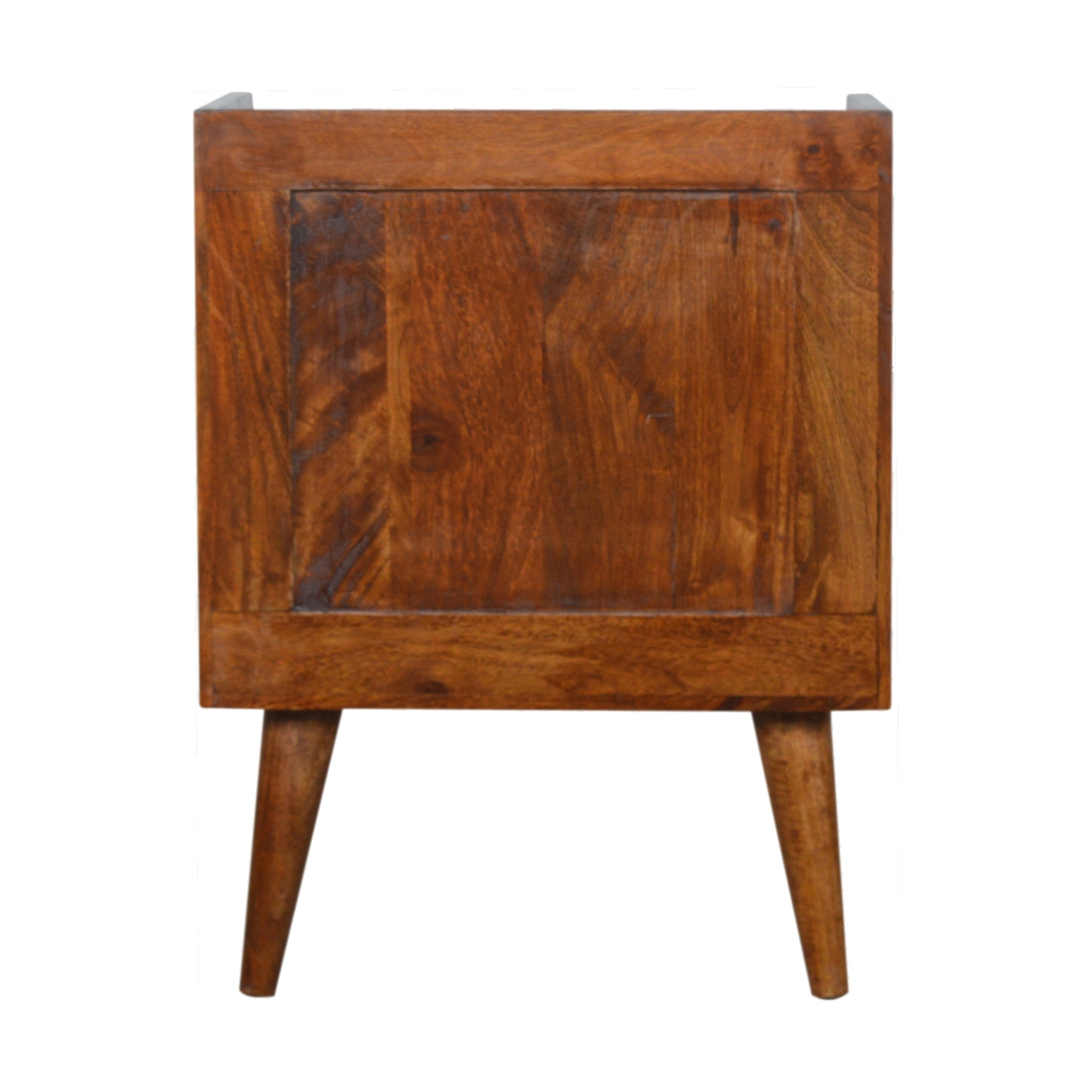 Solid Mango Wood Chestnut Finished 2 Drawer Inlay Abstract Bedside - Image 9