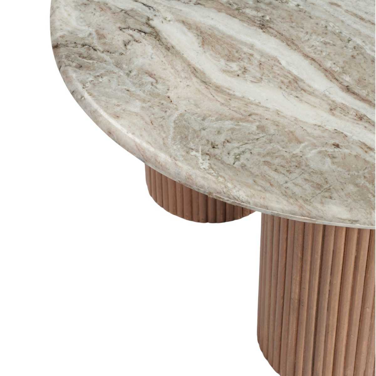 Ashford Round Marble Top with Wood Pedestal Coffee Table - Image 4