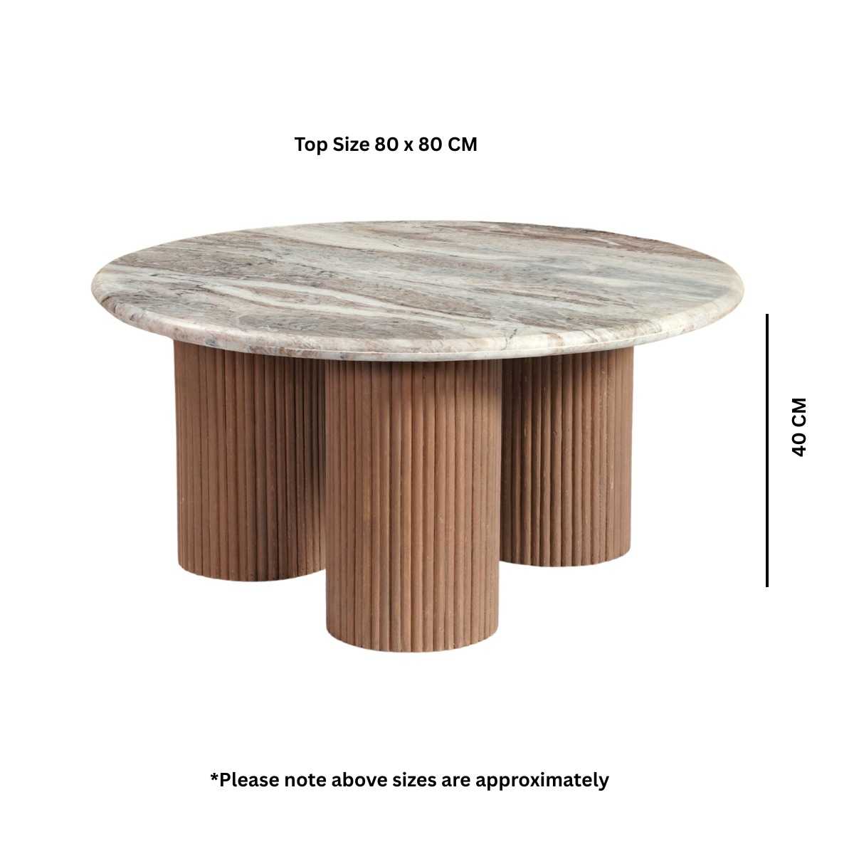 Ashford Round Marble Top with Wood Pedestal Coffee Table - Image 6