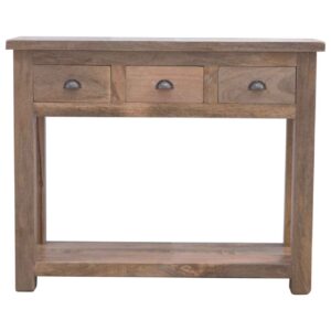 Solid Mango Wood Natural Finished 3 Drawer Hallway Console