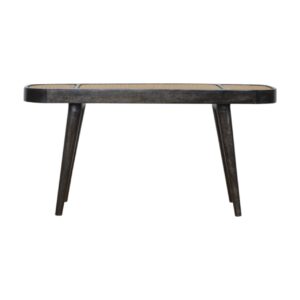 Solid Mango Wood Larissa Carbon Black Rattan Woven Top Bench