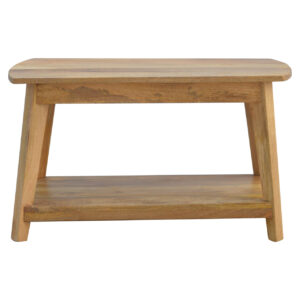 Solid Mango Wood Oak Finished Coffee Table with Undershelf