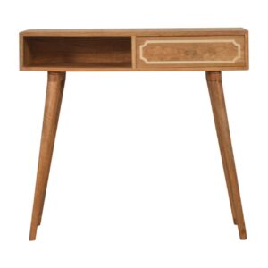 Solid Mango Wood Oak Finished 1 Drawer 1 Slot Nepal Writing Desk
