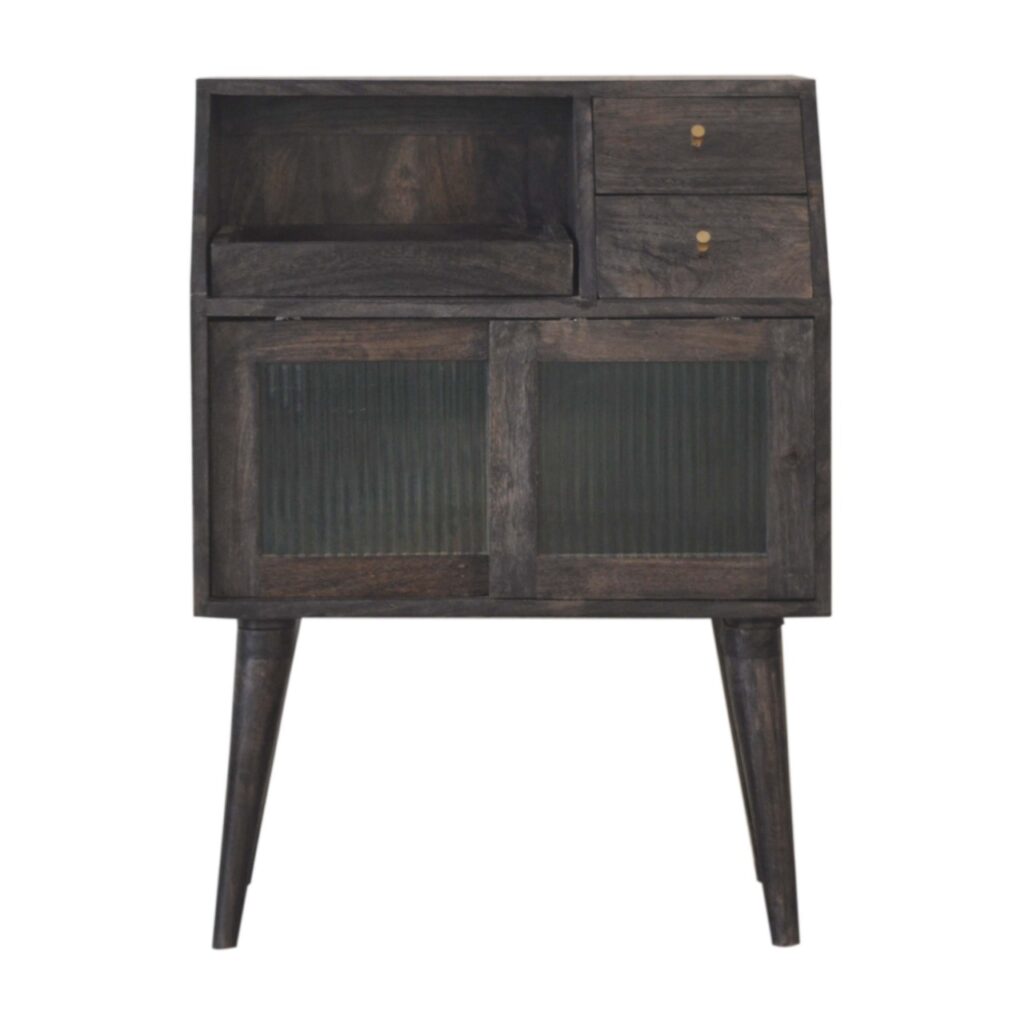 Solid Mango Wood California Walnut 2 Drawer 2 Door Havana Mini Cabinet