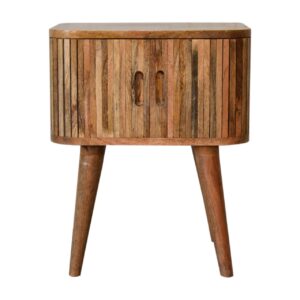 Solid Mango Wood Oak Finished 2 Door 1 Drawer Bedside