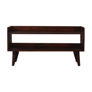 Solid Mango Wood Cherry Finished Nordic Shoe Storage Bench
