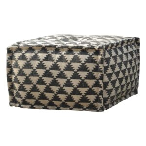 Solid Mango Wood Cotton & Jute Upholstered Durrie Pouffe