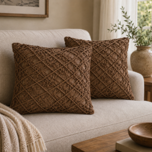 Solid Mango Wood Set of 2 Coffee Maura Cushions
