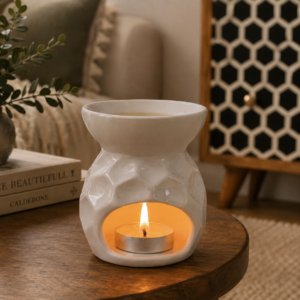 Solid Mango Wood Taya White Oil Burner Set