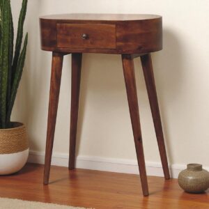 Solid Mango Wood Chestnut Finished 1 Drawer Mini Albion Console