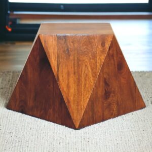 Solid Mango Wood Chestnut Finished Abstract Side Table