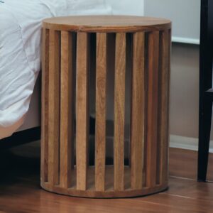 Solid Mango Wood Oak Finished Ariella End Table
