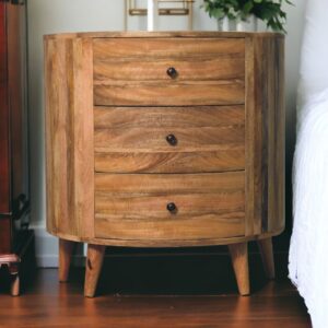 Solid Mango Wood Oak Finished 3 Drawer Odyssey Chest of Drawers