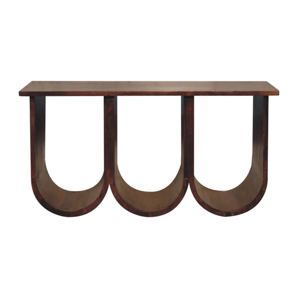 Solid Mango Wood Chestnut Finished Mango Wood Open Triple Coffee Table