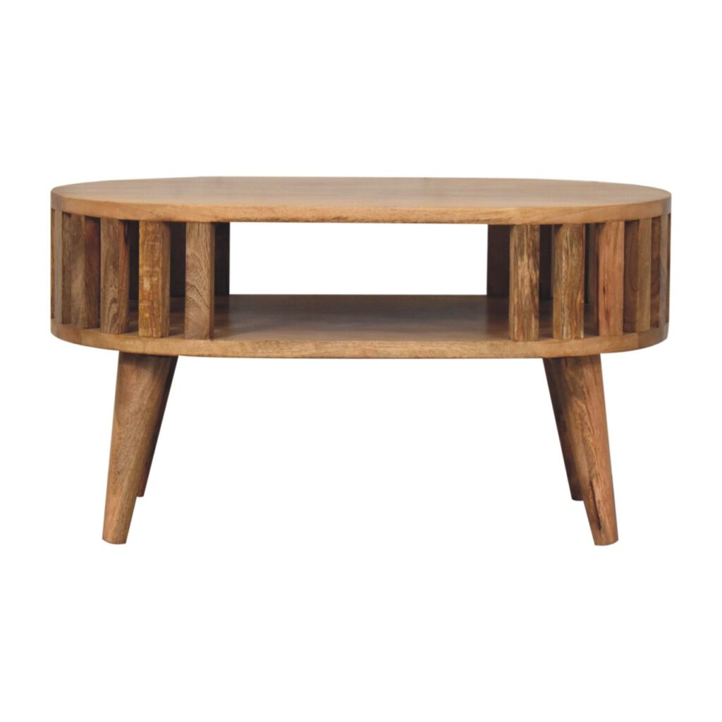 Solid Mango Wood Oak Finished Japanese Style Mini Ariella Coffee Table