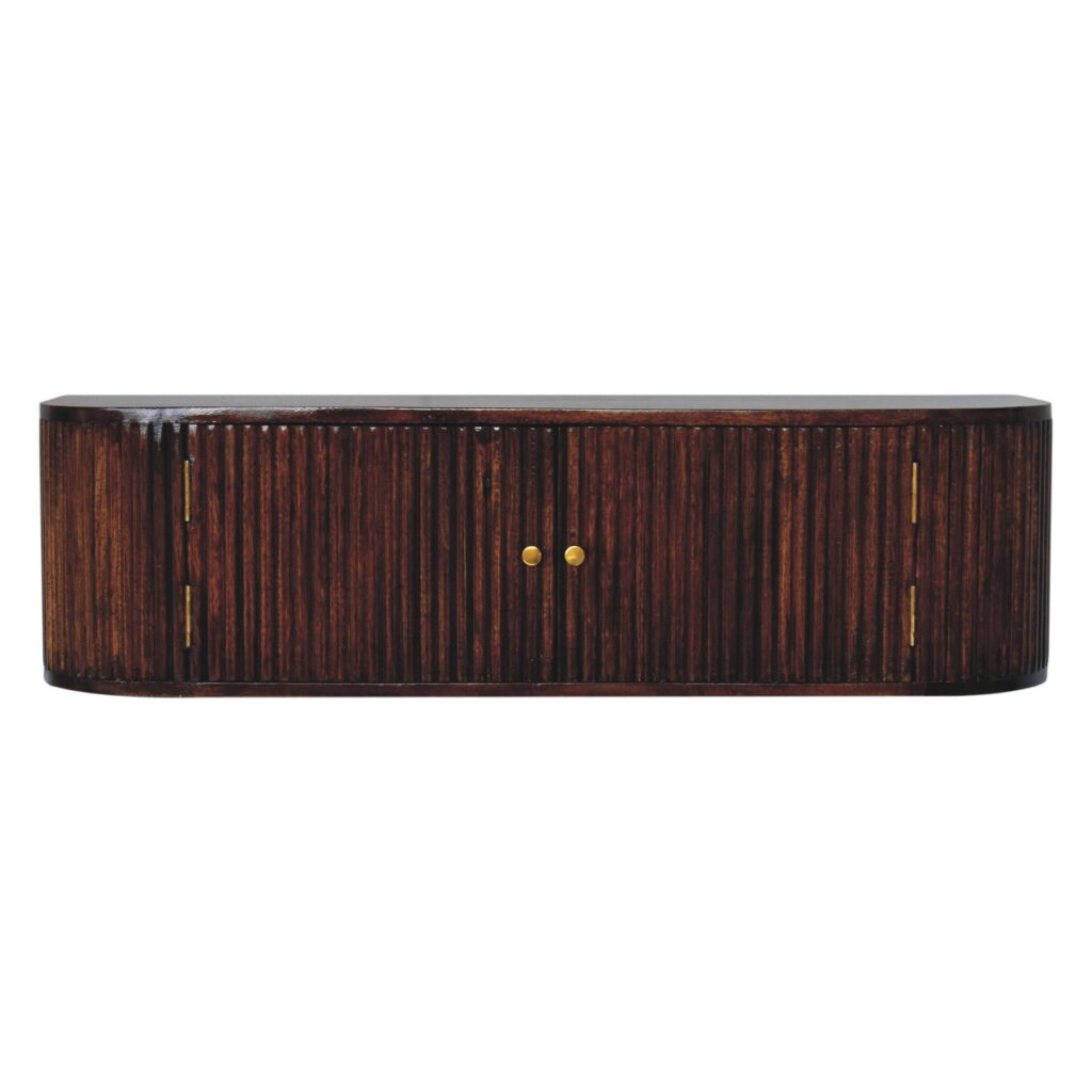 Solid Mango Wood Chunky Chestnut Finished 2 Door Wall Mounted Console
