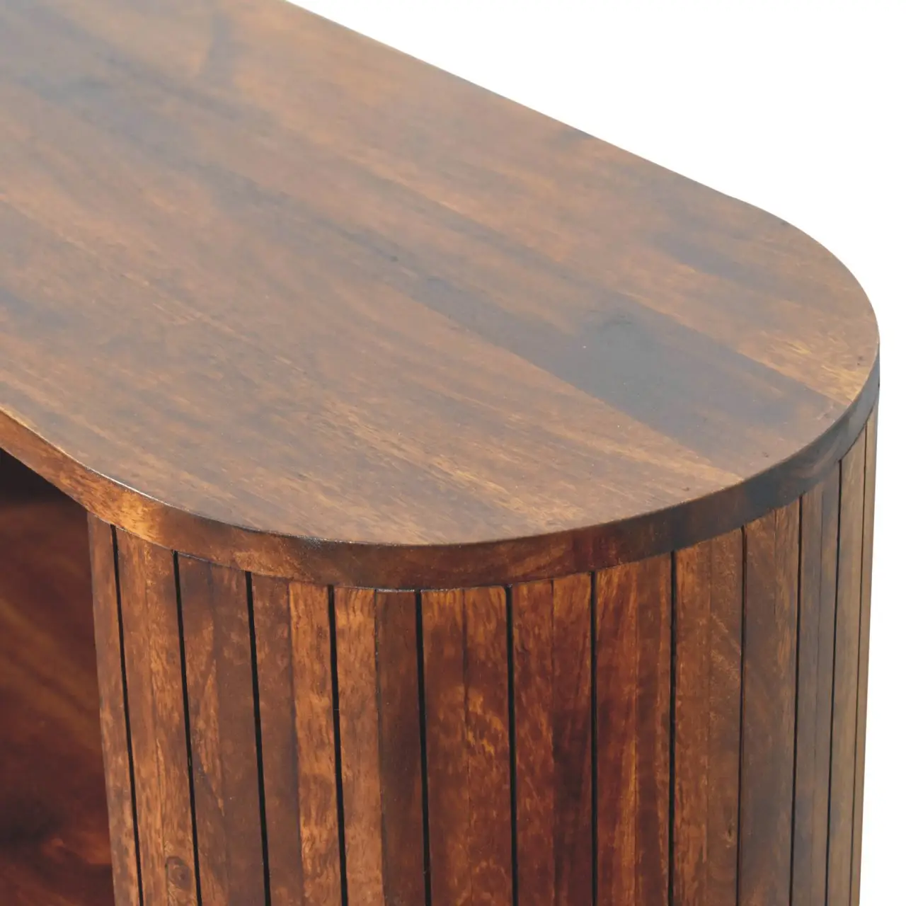 Solid Mango Wood Chestnut Finished Cortez Open Cabinet - Image 5