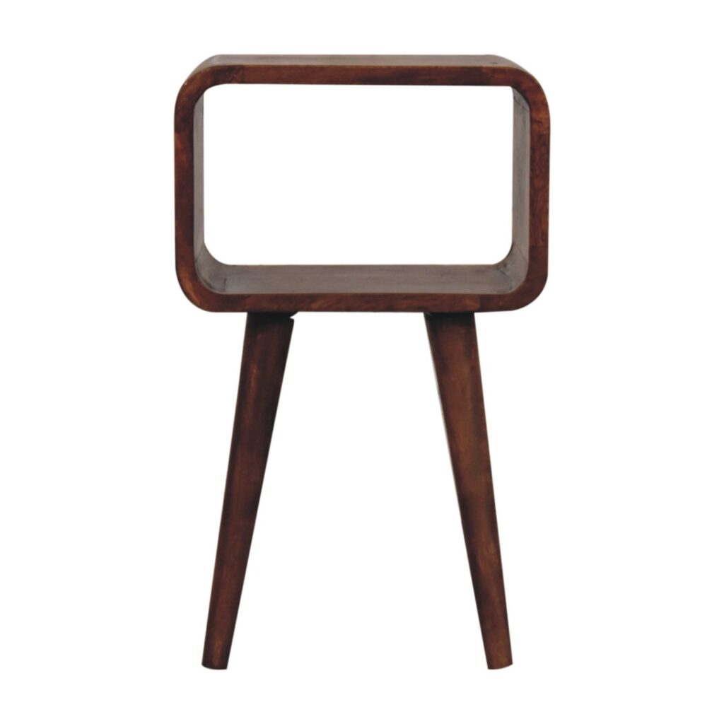 Solid Mango Wood Mini Honey Caramel Curved Open Bedside