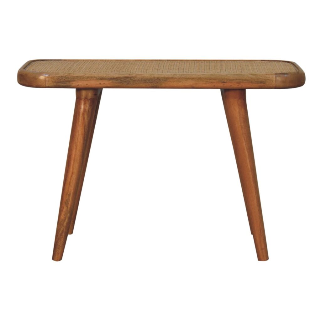 Solid Mango Wood Natural Finished Rounded Corners Larissa Rattan Bench