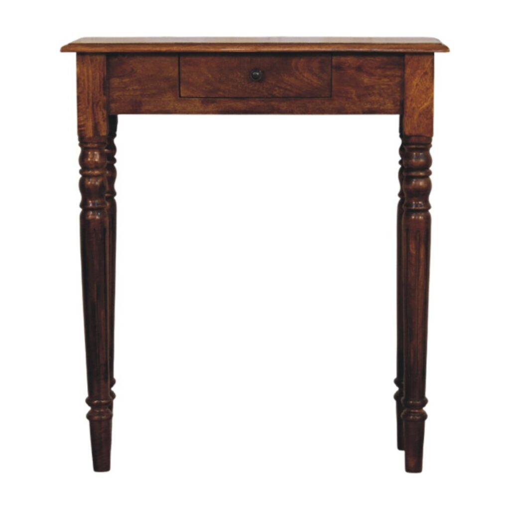 Solid Mango Wood Chestnut Finished Turned Legs 1 Drawer Console