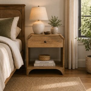 Solid Mango Wood Newton Open-Shelf Bedside