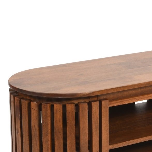 Slatted Mango Wood TV Cabinet - Image 4