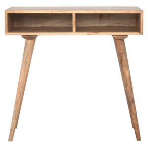 Solid Mango Wood Scandinavian Style 2 Open Shelves Writing Desk