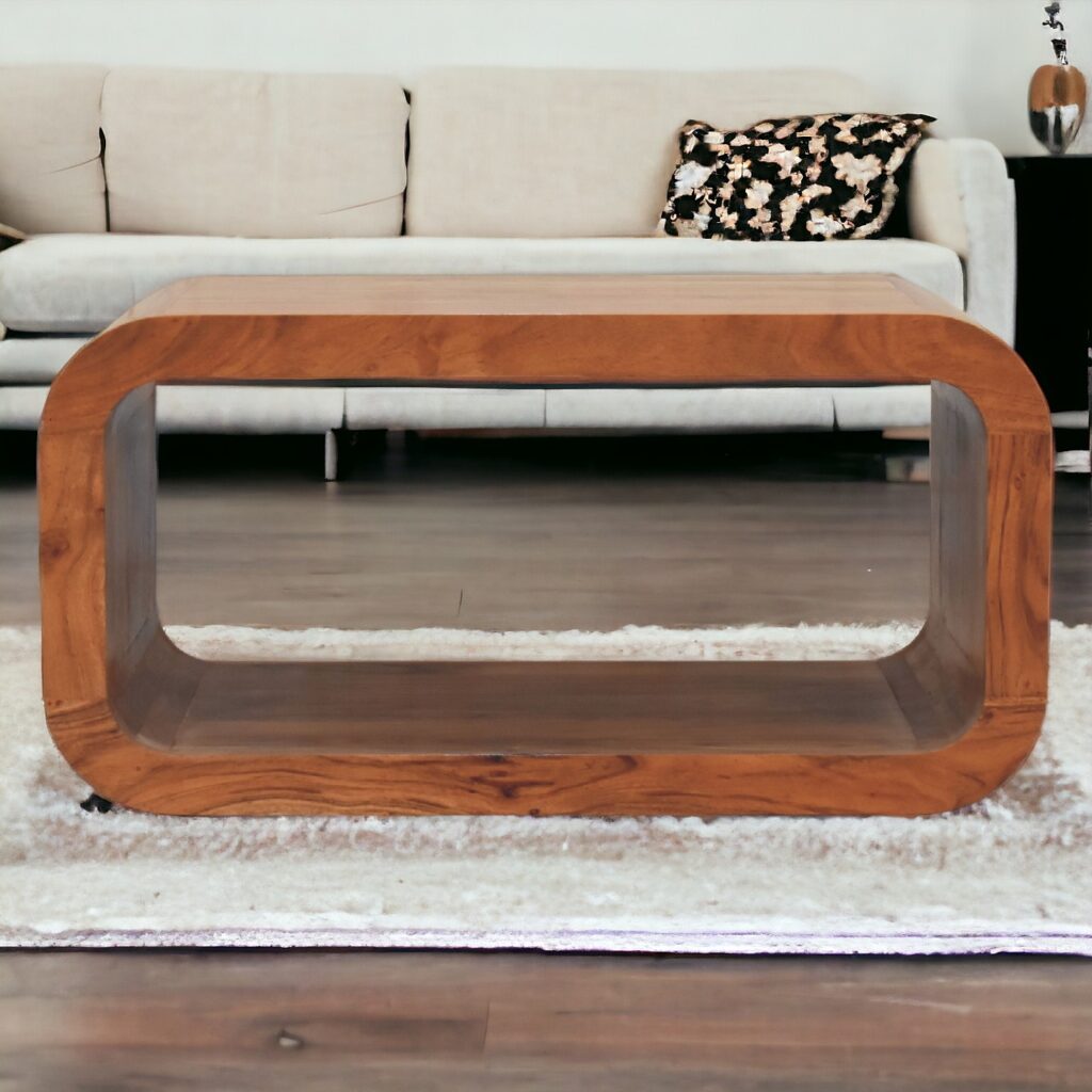 Solid Mango Wood Solid Acacia Wood Caramel Finish Darcy Media Unit