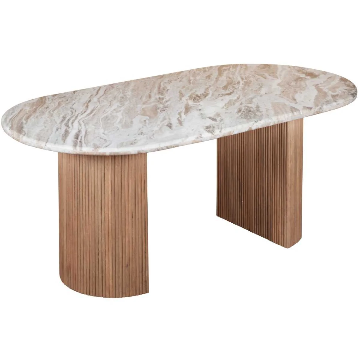 Ashford Round Marble Top with Wood Pedestal Dining Table - Image 2