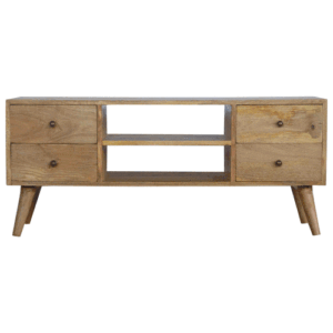 Solid Mango Wood Nordic Entertainment Unit