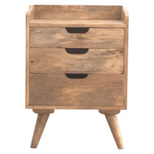 Solid Mango Wood 3 Drawer Gallery Bedside