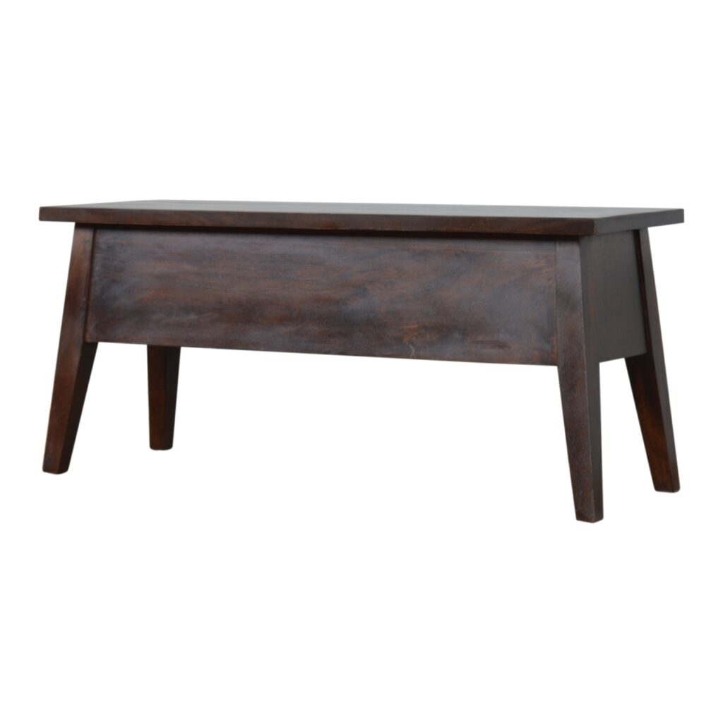 Solid Mango Wood California Walnut Finished Storage Box on Legs