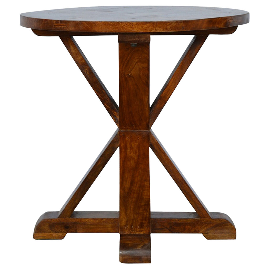 Solid Mango Wood Chestnut Finished Tristle Round Table