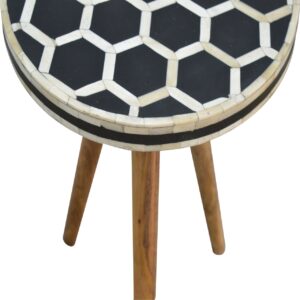 Solid Mango Wood Bone Inlay Tripod Stool