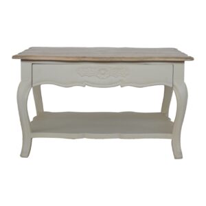 Solid Mango Wood Naturally Finished Cream Hand Painted Coffee Table