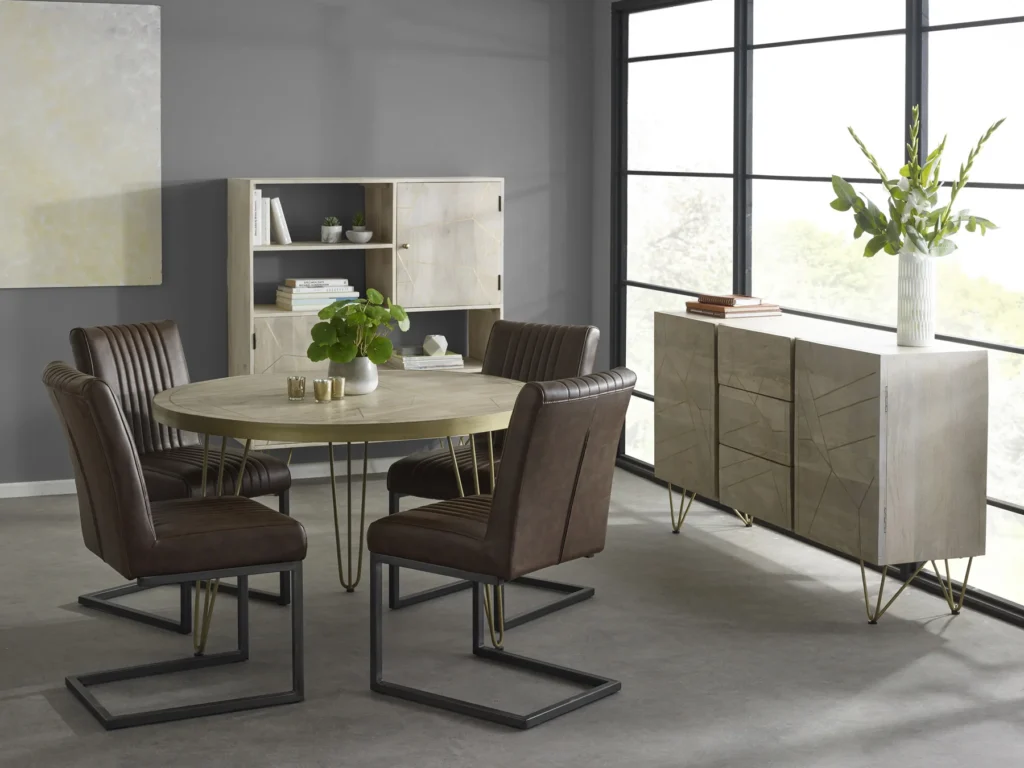Light Gold Round Dining Table