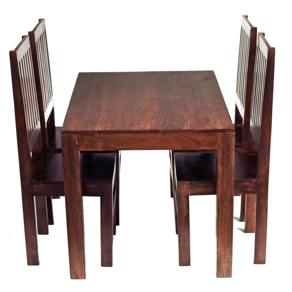 Toko Dark Mango 4 FT Dining Set with Wooden Chairs